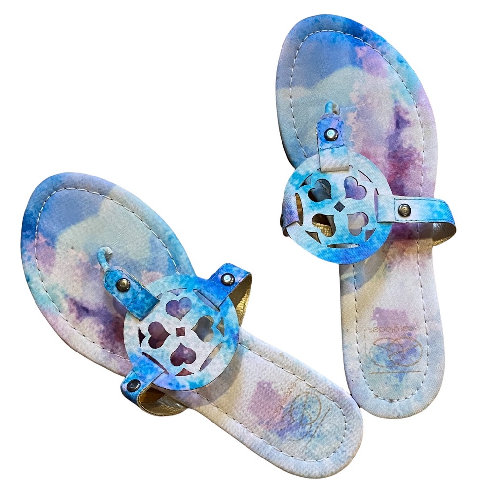 GUC Everglades Watercolor Tie Dye Blue Purple White Thong Sandals – Size 7